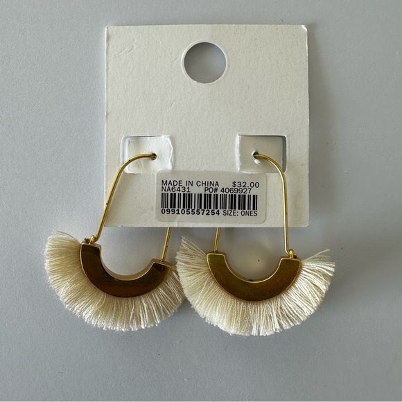 Madewell Gold and White Arc Wire Fringe Earrings - Picture 2 of 4